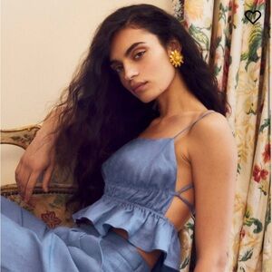 NWOT Reformation Pollie Linen Backless Top